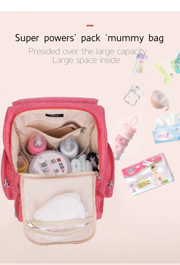 Мода мама ребенок сумка для пеленок вместительные, для будущих мам путешествия рюкзак сумка средства ухода за мотоциклом Baby Care disney