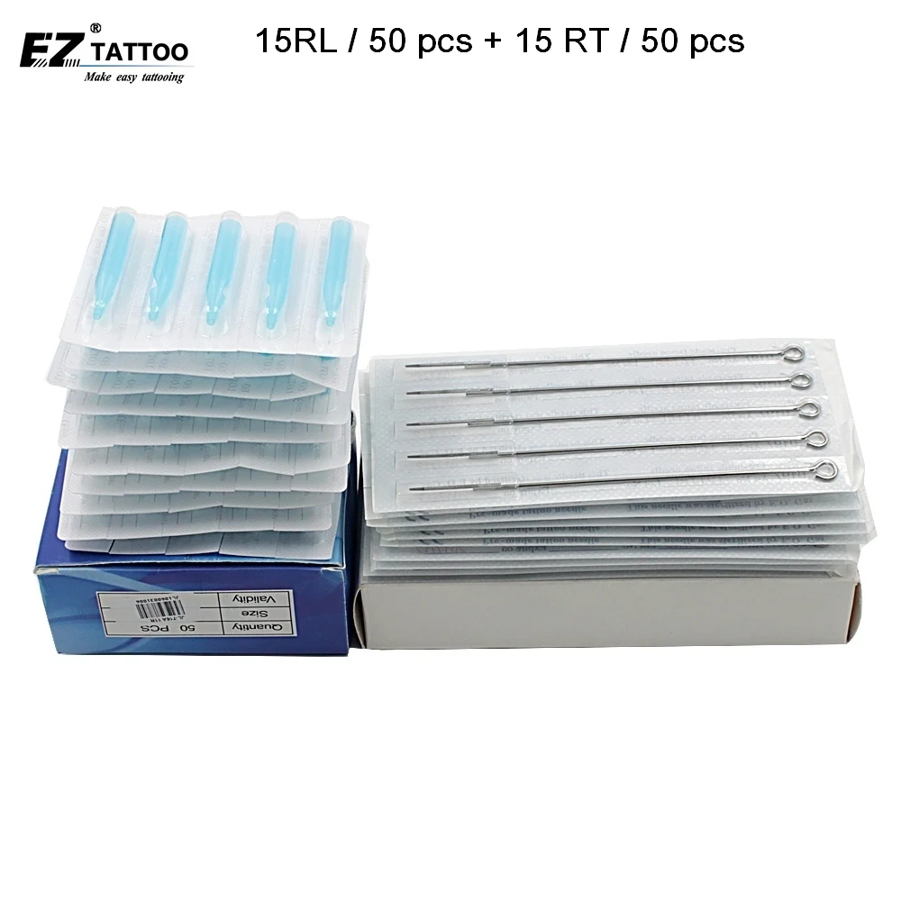 EZ (15RL+15RT) Profeesional Tattoo Needles and Tubes Tips Mixed