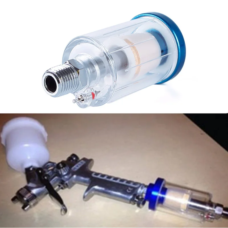 

High Quality New Spray Gun 1/4" Air Line Mini Filter Water Trap Clear Painting Moisture #69280
