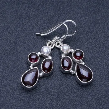

Natural Amethyst and River Pearl 925 Sterling Silver Earrings 1 1/2" Q1484
