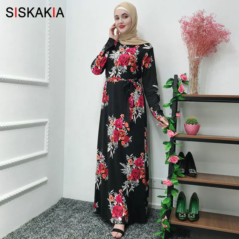 Женское длинное платье Siskakia Повседневное Платье макси с цветочным принтом и
