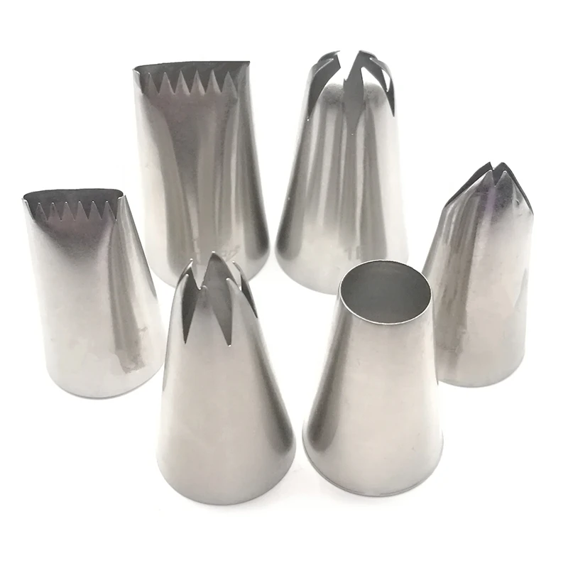 

6pcs Big Size DIY Cream Cake Icing Piping Nozzles Pastry Tips Fondant Cake Decorating Tip Stainless Steel Nozzle Baking Tools