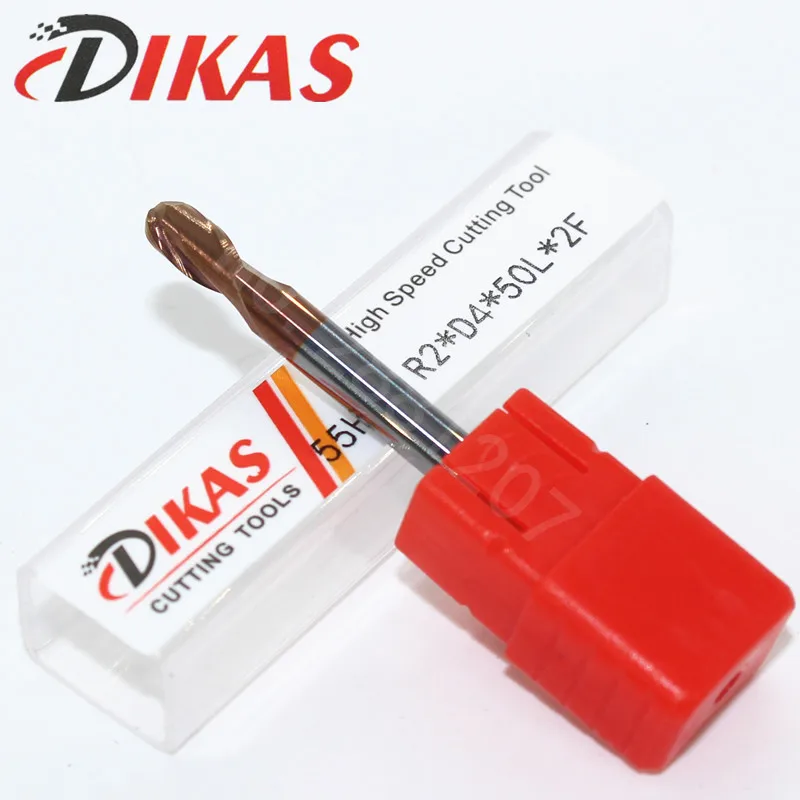 Dikas 55HRC R2 * D4 50L 2F материал карбидные сферические концевые фрезы 2 канавки 4 мм