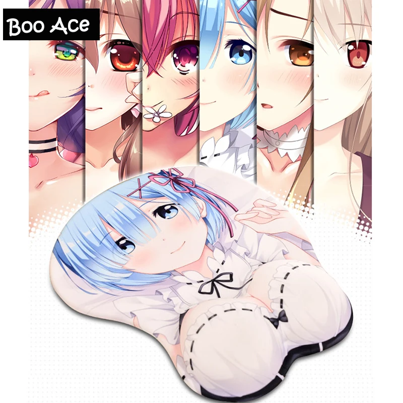 Re_Zero Rem 3D мягкие в виде груди игровой Мышь коврик коврики противоскользящие носки