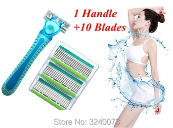 

1handle + 10pcs 6 layer Razor Blade Face Care electric shaver head men sharp rq10 rq11 rq12 shaving blades for gillettee machine