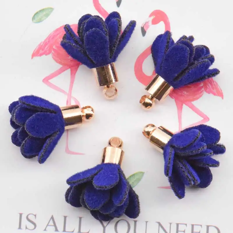 High Quality Gold Flower South Korea velvet Tassel Accessories For Diy Cellphone Straps backpacks Jewelry 2018 (10pcs/lot}