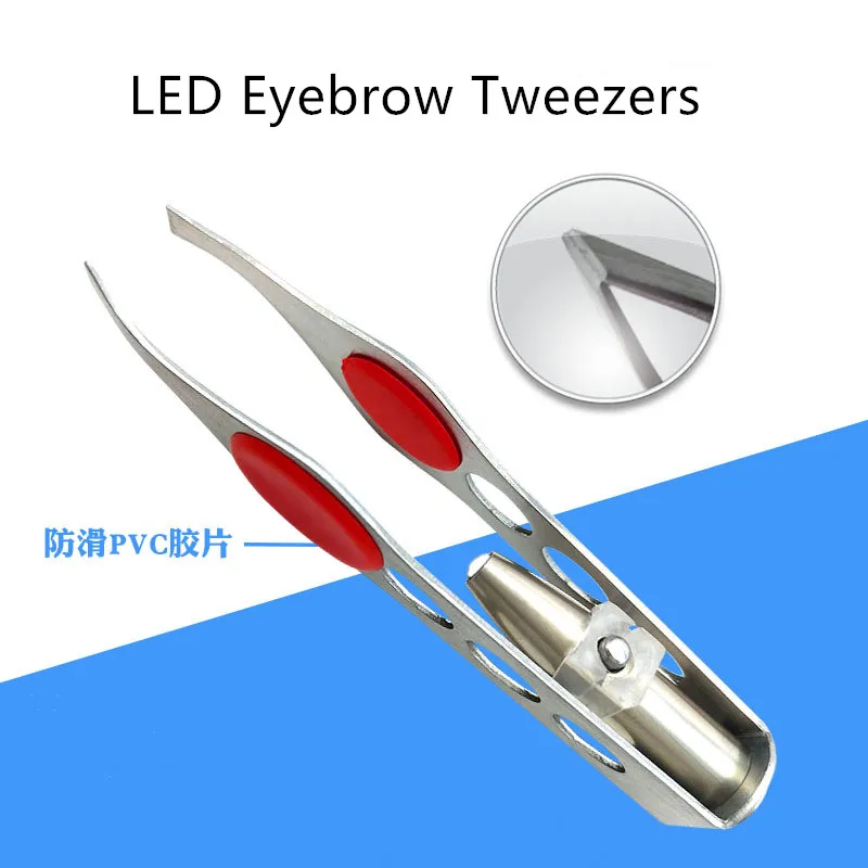 

New Arrival Make Up Tools LED Light Eyelash Eyebrow Hair Removal Tweezer Face Hair Remover Stainless Steel Eyebrow Tweezers