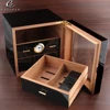 Black Glossy Cigar Humidor Box Cedar Wood Cigar Case W/ Humidifier Hygrometer Cigar Box Luxury Humidors For COHIBA Cigars ► Photo 3/6