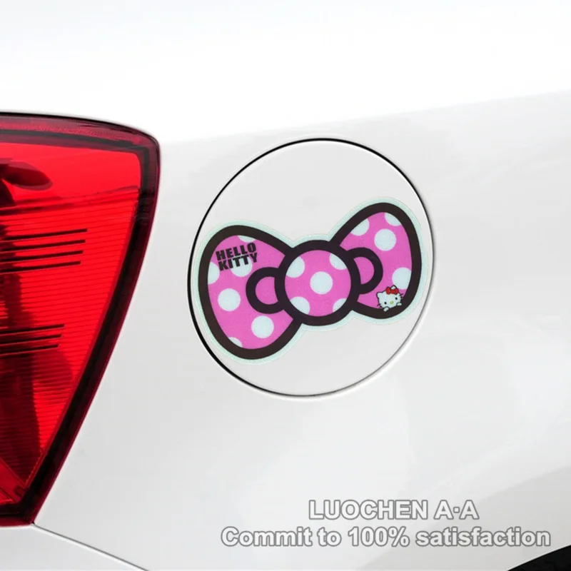 

Hello Kitty Car Stickers Colorful Bowknot Leopard Print Lovely Cartoon Decals Cover Scratches Auto Tuning Waterproof 13*8cm 5%
