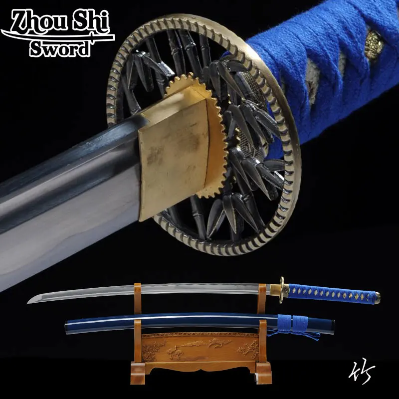 

Handmade Japanese Samurai Katana Sword Plum Jun Jun Blue sheath Sword E accessories Hand-forged Samurai sword Sharp