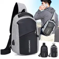 2019 Новая модная мужская сумка на грудь USB порт водостойкая одинарная сумка на плечо сумка через плечо, перекрёстная Сумка На Открытом