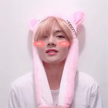 SUGA V Мода K POP Pinch движущийся мультфильм розовый кролик шапка со Свинкой прекрасный стиль теплая шапка для пар студентов