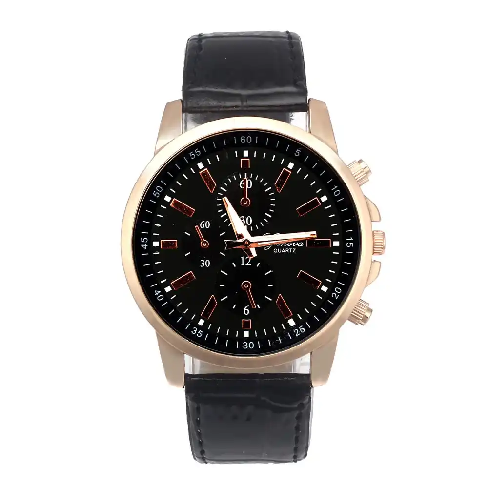 watches men sport wrist watch leather analog dial
