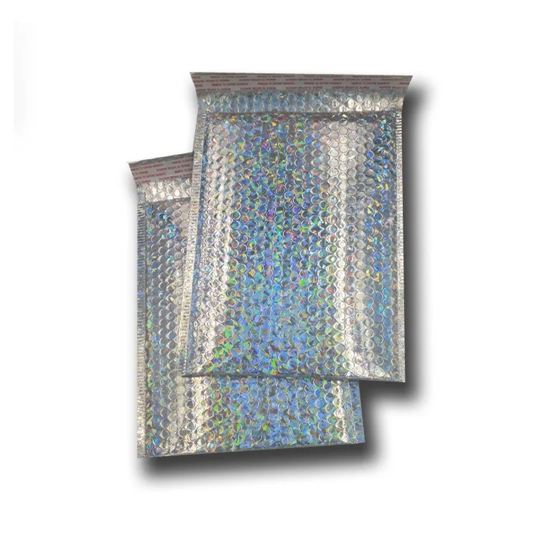 40pcs Medium Holographic Bubble Envelope, Laser Silver Mailer for