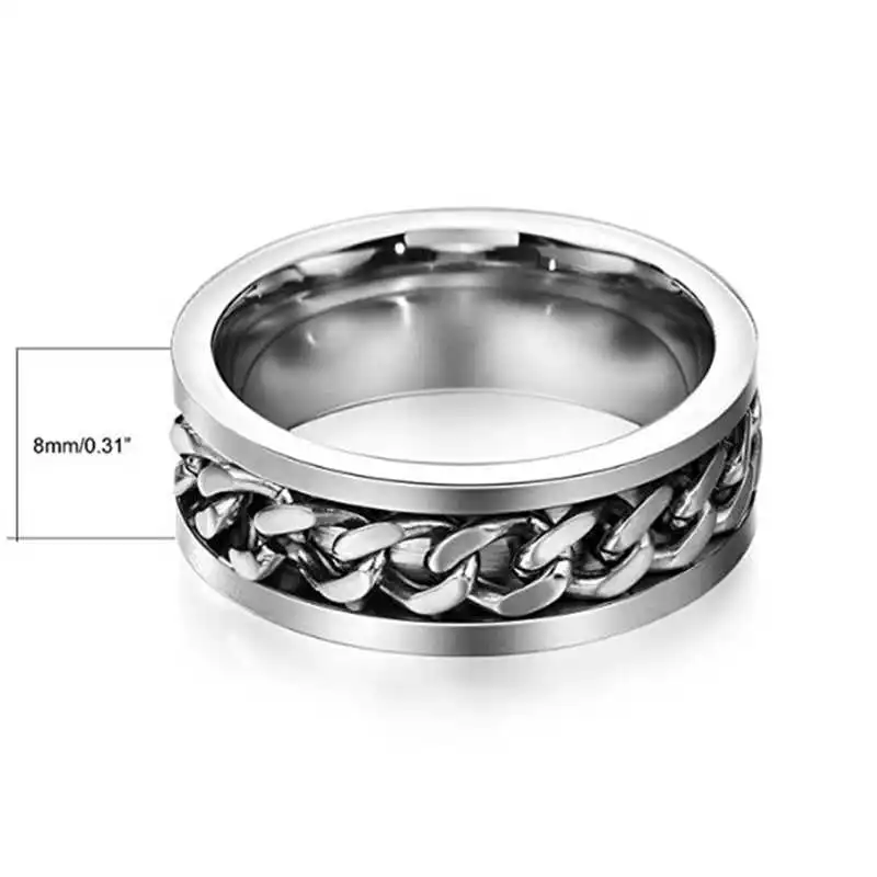 8 мм Серебряное поворотное звено, мужское поворотное кольцо из нержавеющей стали, женские кольца тонкой настройки, мужские ювелирные изделия