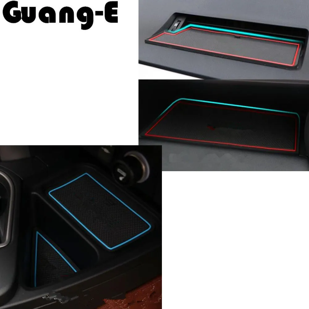 Car Groove Gate Slot Armrest Storage Rubber Non-Slip Mats Mat Stick Door Pad/Cup 14pcs For Toyota Rav4 2014 2015