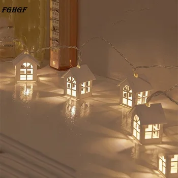 

Wooden Warm House Shaped String Light 1.65M 10LED Battery Powered LED String Light for Room Wedding Garden Decoration
