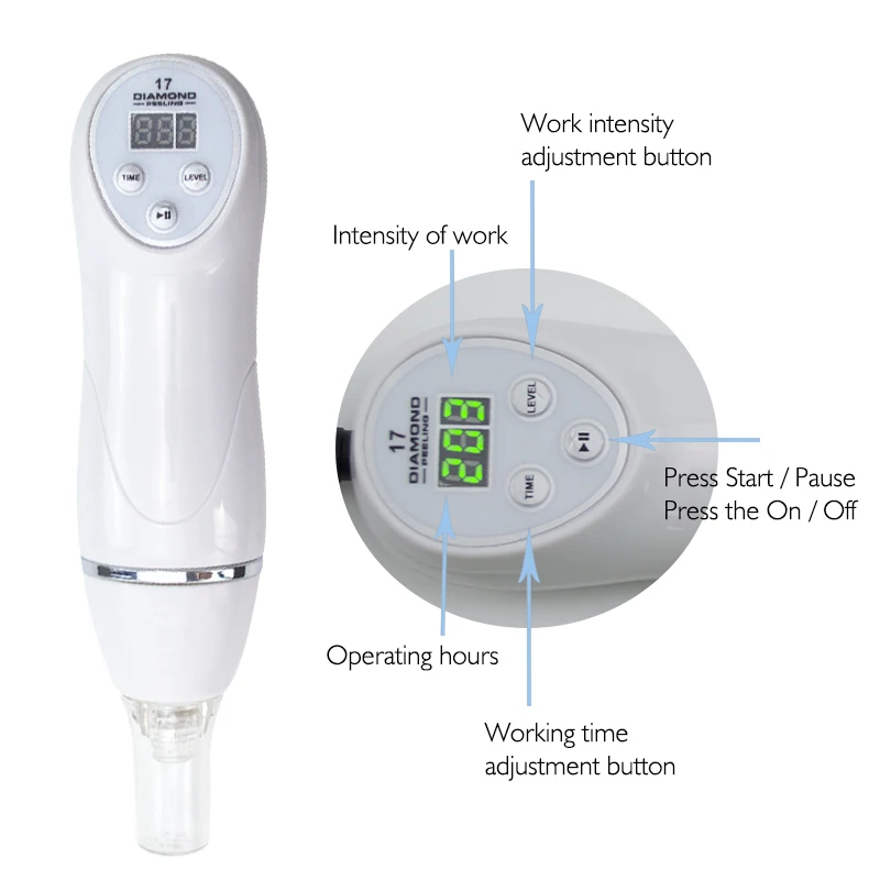 Алмазный 17 питьевой микродермабразия алмазный пилинг устройство удаления черных точек кожи кожуры Алмазный аспиратор точка Нуар