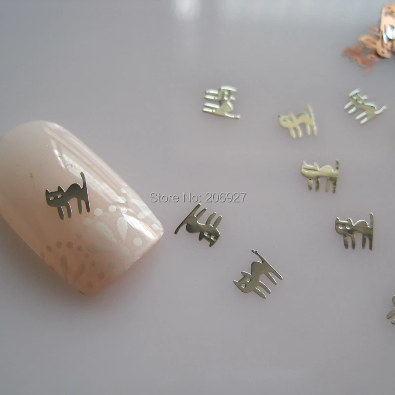 

MS300-1 100pcs Halloween Series Silver Cute Cat Metal Sticker Nail Art Metal Sticker Nail Art Decoration Non-adhesive Sticker