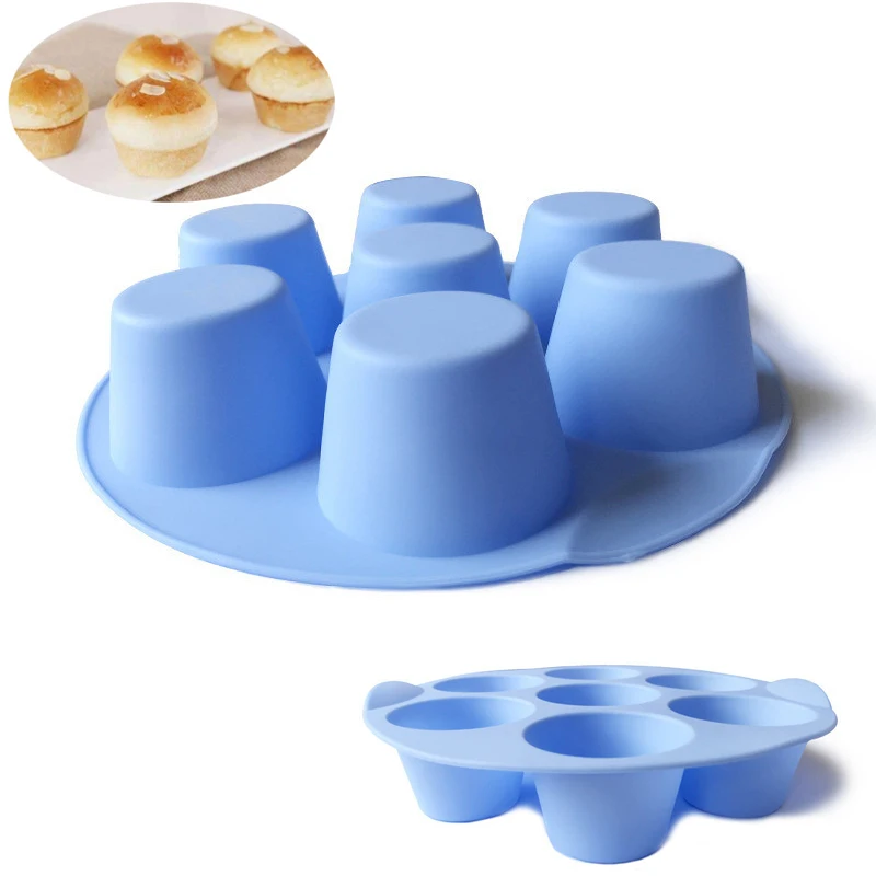 

7 Holes Silicone Cupcake Mold Round Muffin Cup Cake Moulds DIY Bakeware Cake Tool Pudding Baking Tray New km239