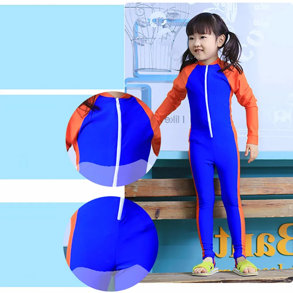Toddler Boys and Girls Wetsuits Long Sleeve Children One Piece Swimsuit