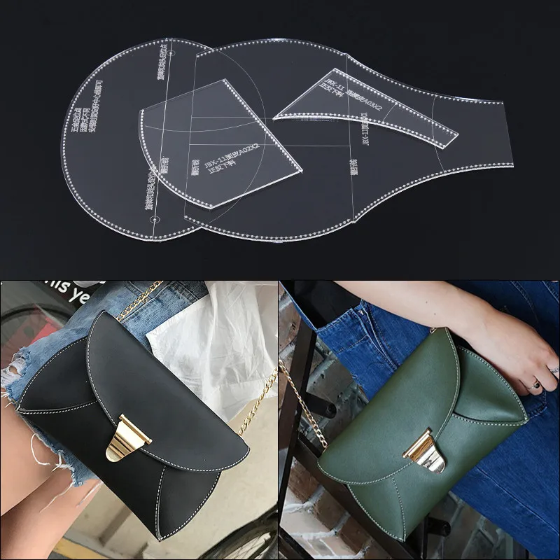 

1 Set Handmade Shoulder Bag Handbag Template Clear Acrylic Leather Sewing Pattern DIY Hobby Sewing Stencils 26*16*2cm