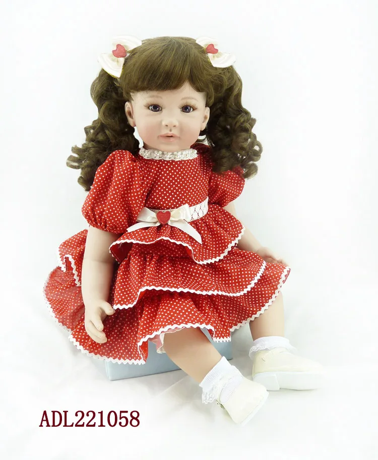 

New 22" Adora Reborn Toddler Doll with Red Layered Dress High Quality Princess Girl Doll Toy Gifts Fashion Dolls Toys For Girls