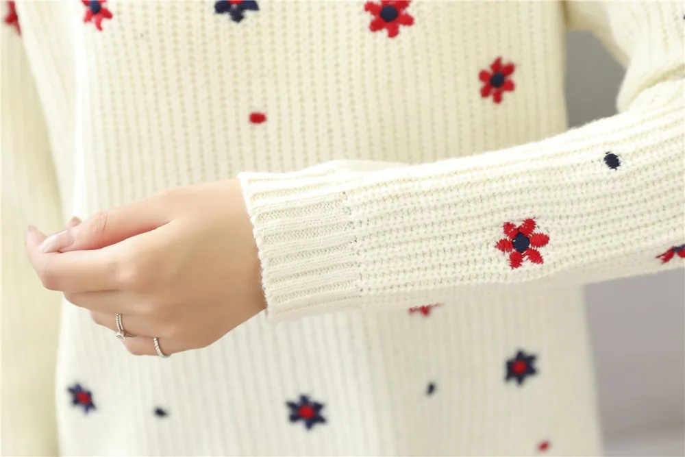 2018 Autumn Sweater Women Embroidery Knitted Winter  (15)