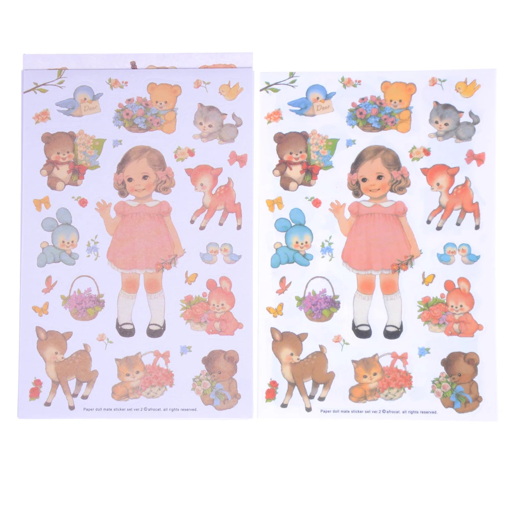 

2018 New Lovely Stickers Paper Girls Combination Paper Doll Mate Children Notebook Stationery Decorative Stickers 6 PCS/SET