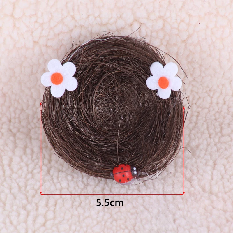 

Small Comfortable Natural Material Nesting House Artificial Bird Nest Shed DIY Birds Nest Simulation Easter Eggs Model
