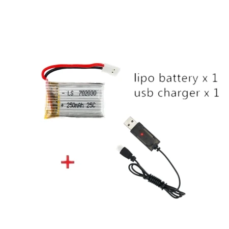 Литий-полимерный аккумулятор 3 7 в 250 мАч с usb-кабелем для зарядки Hubsan H107C/D/L H107D JD385