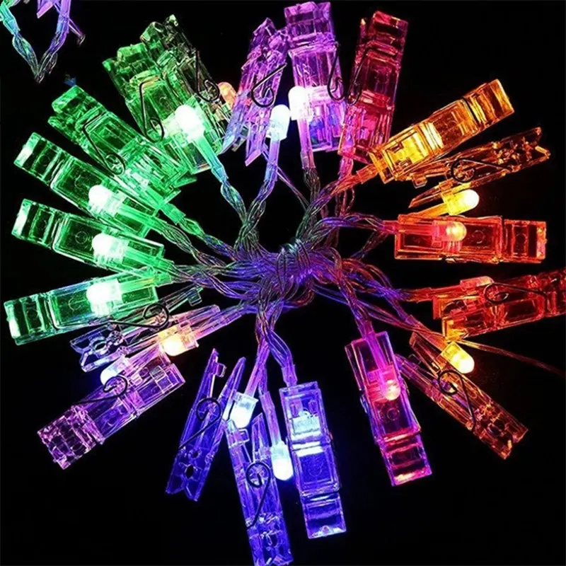

Led Photo Clip lamp Garland Card String Lights Led Fairy Light Xmas Bedroom DIY Clothespin Shapes Battery Christmas Lamp