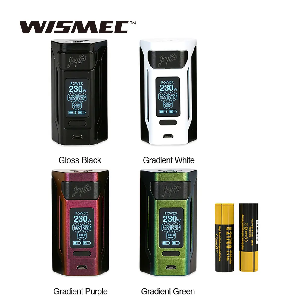 8000mAh Original WISMEC Reuleaux RX2 21700 230W TC MOD with 2A Max Charging & 1.3-inch Large Display for Gnome Tank Ecig Box Mod