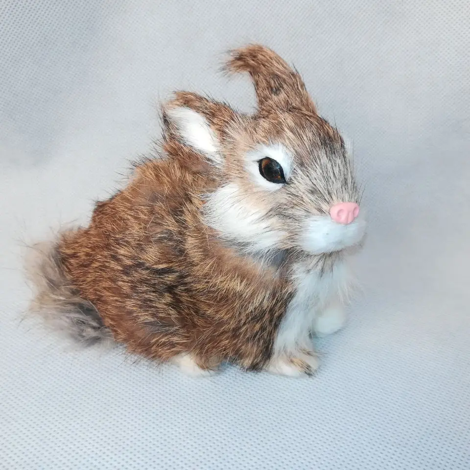 

real life toy dark khaki rabbit about 12x9cm model polyethylene&furs rabbit model home decoration props ,model gift d0450