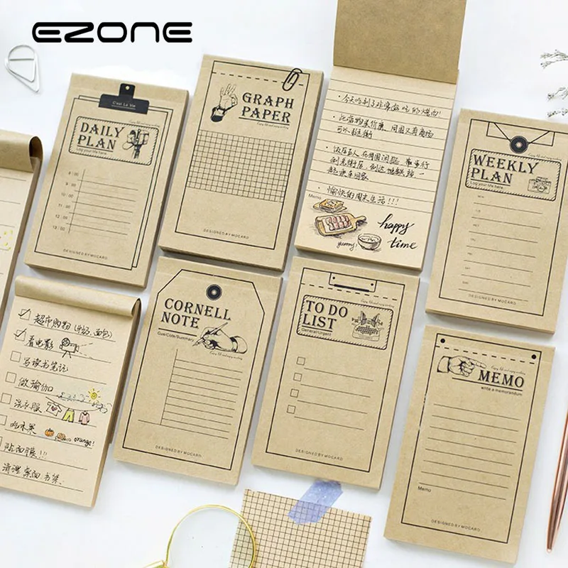 

EZONE Vintage Memo Pad Weekly/Daily Notebook Creative Trends Notepad With Grid Paper Planner Organizer School Office Supplies