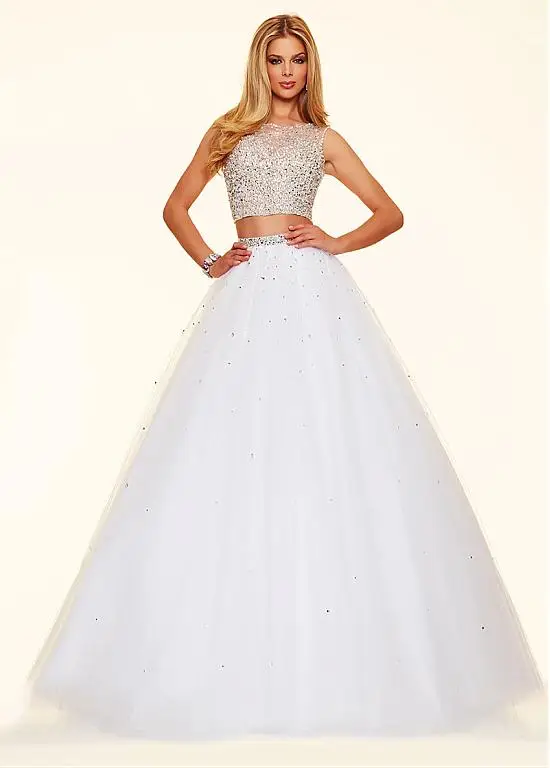 white puffy prom dresses
