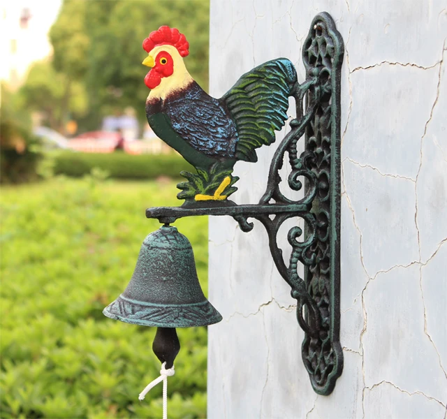 Cast Iron Hand Painted Rooster Door Bell Wall Mount Dinner Cast Iron Hand Painted Rooster Door Bell Wall Mount Dinner Windchime En Hanging Decor