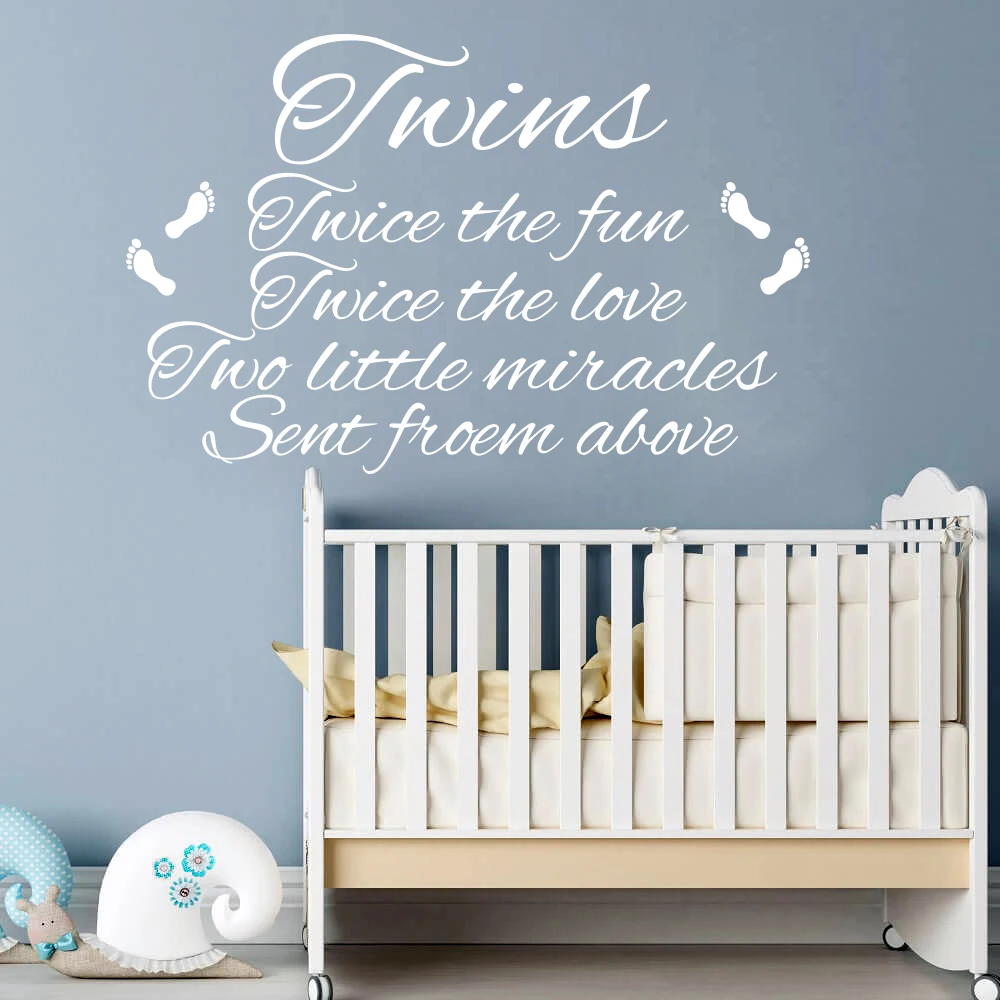 Us 9 09 15 Off Twins Wall Sticker Nursery Bedroom Twice Fun Love Two Miracles Inspirational Quote Footprint Decal Kids Living Room Vinyl In Us 9 09 15 Off Twins Wall Sticker Nursery Bedroom Twice Fun Love Two Miracles Inspirational Quote Footprint Decal Kids Living Room Vinyl In