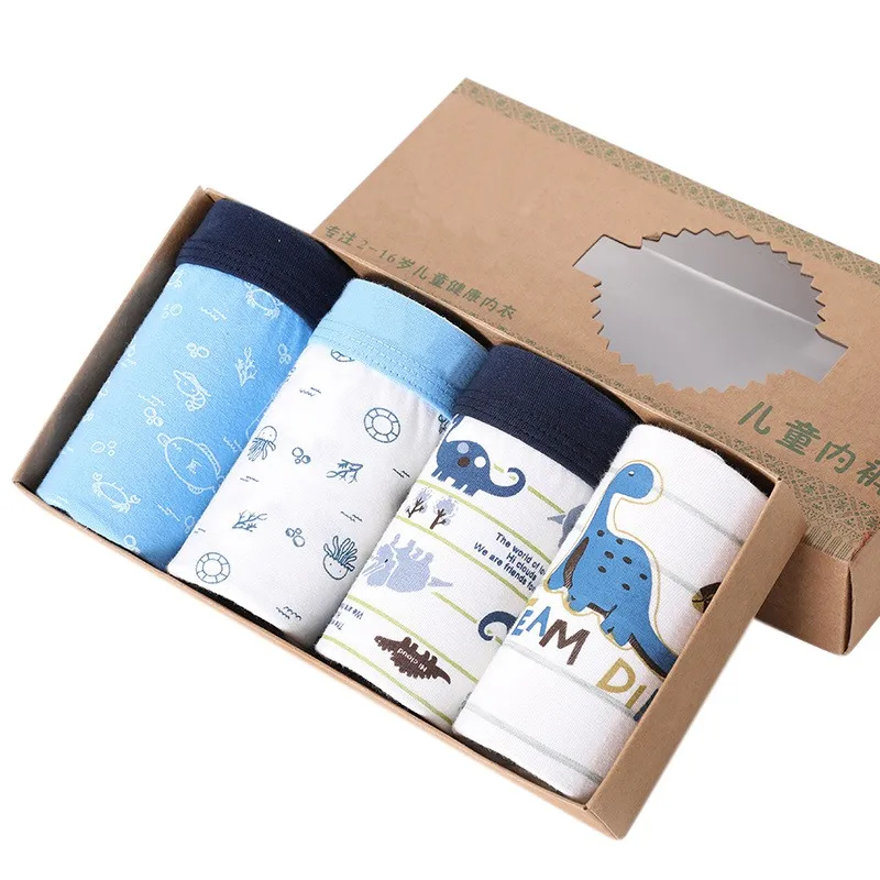 

4 Pack Kids Boy Underwear Children Panties Toddler Stripe Panties Cotton Boxer Briefs Underpants