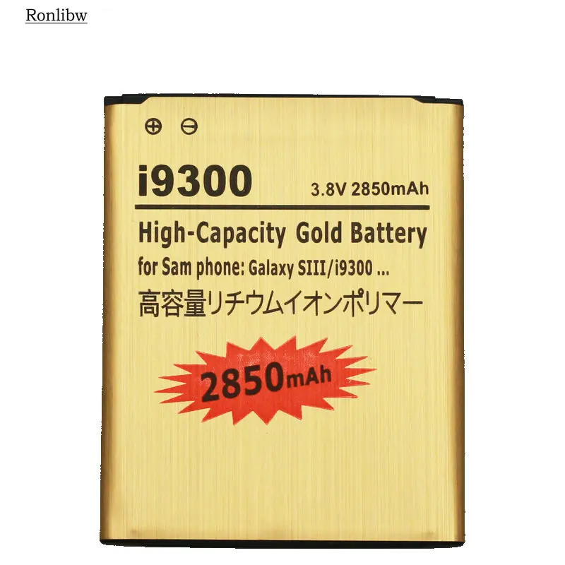 Аккумулятор Ronlibw для Samsung Galaxy S3 запасной золотой аккумулятор S 3 i9300 L710 i747 i535 R530 2850