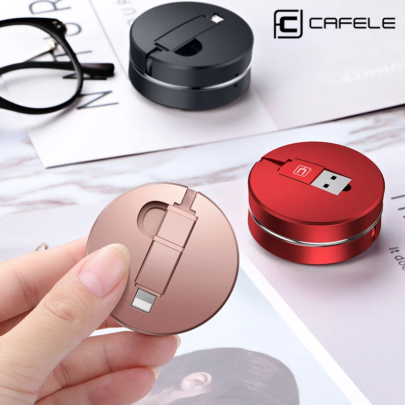 CAFELE Original 2 in 1 retractable USB charging Cable For iPhone X 8 7 6s plus 5s micro for android Samsung S6 S7 xiaomi huawei