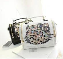 2016 mujeres de Lujo de la mujer hello kitty bolso de cuero bolsos de hombro famosos diseñadores marcas bolsos crossbody para mujeres bolso mujer