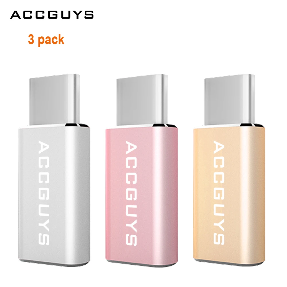 ACCGUYS Original USB Type C Male to Micro Female Converter Adapter 3Pack For Xiaomi Mi5 4C 4S ZUK Z2 PRO Z1 Nexus 5X 6P | Мобильные