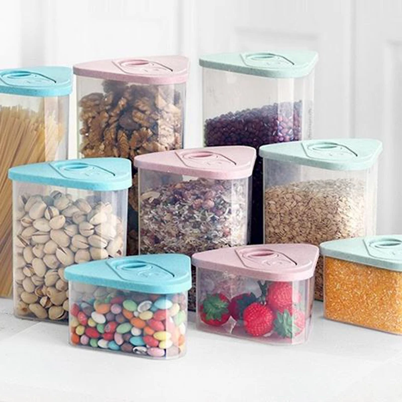 

DINIWELL 1pc Plastic Food Storage Box Kitchen Organizer Candy Container For Food Save Grain With Cover Kitchen Storage Boxes