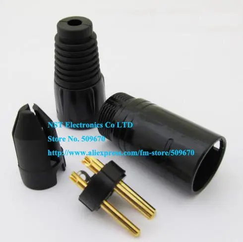 XLR 3Pin штекер микрофон черный разъем адаптер Золотой штырь/Бесплатная доставка/1