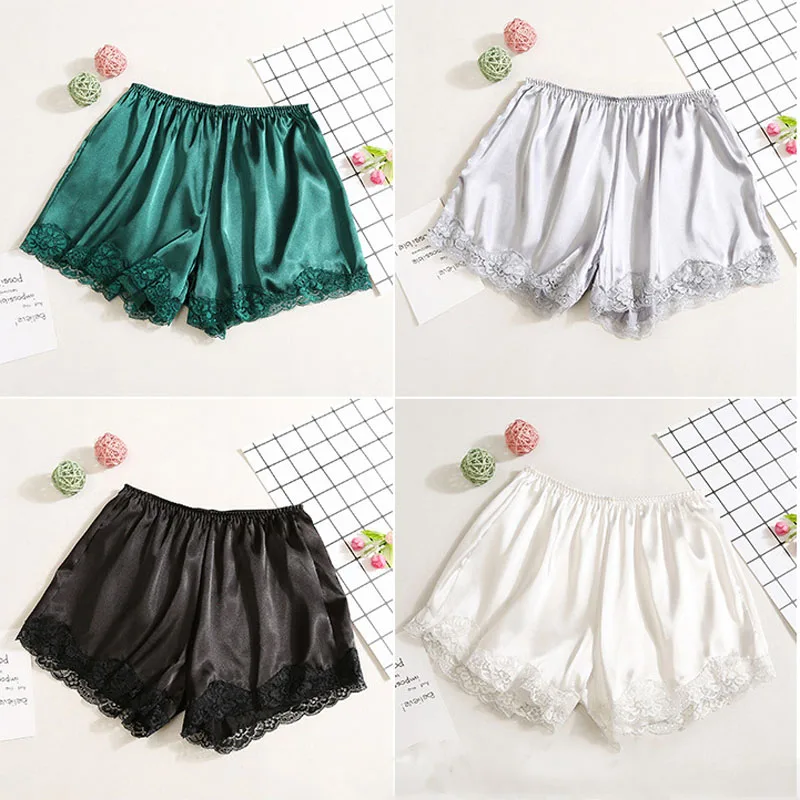 2020 Plus Size Satin Kitten Silky Elastic Waist Women Men Home Sleep Tracksuit Bottom Short Pants Pajama Nightwear Shorts