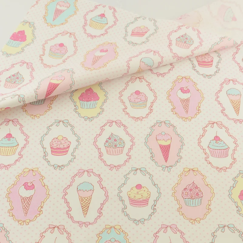 Cotton Fabric Pink Icecream Sewing Cloth Cover Home Textile Decoration Doll Bedding Clothing Patchwork Teramila Fabrics Quilting