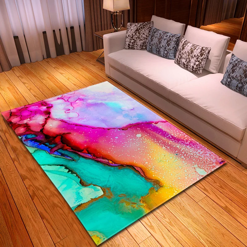 

Nordic Style 3D Graffiti Pattern Carpet Large Size Living Room Bedroom Tea Table Rug and Carpet Rectangular Antiskid Floor Mat