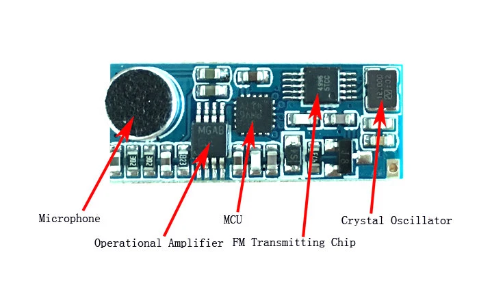 Мини fm-передатчик модуль беспроводной микрофон одноканальный плата 3-5 в 100 мВт регулируемая чувствительность PLL 76,0 МГц-108,0 МГц