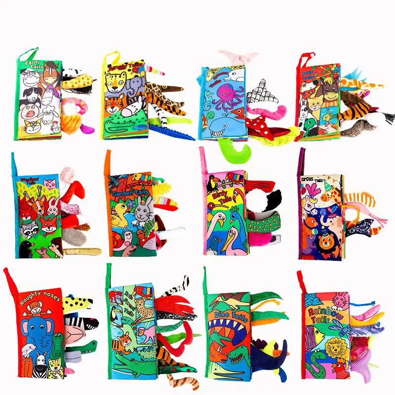 

Animal Tails Cloth Book Kids 3D Newborn Soft Books Kid Baby Plush Infant Styoller Toy Cloth Animal Tails Bed Toy Educational Toy